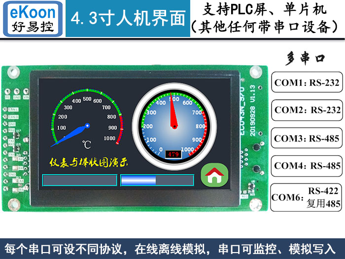 4.3寸HMI人機(jī)界面模組 超級(jí)串口屏